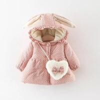 Kids Coat For Winter Baby Girl Fashion Outwear With Cute Bag